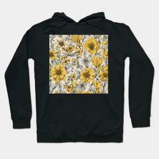 white background with yellow flowers Hoodie